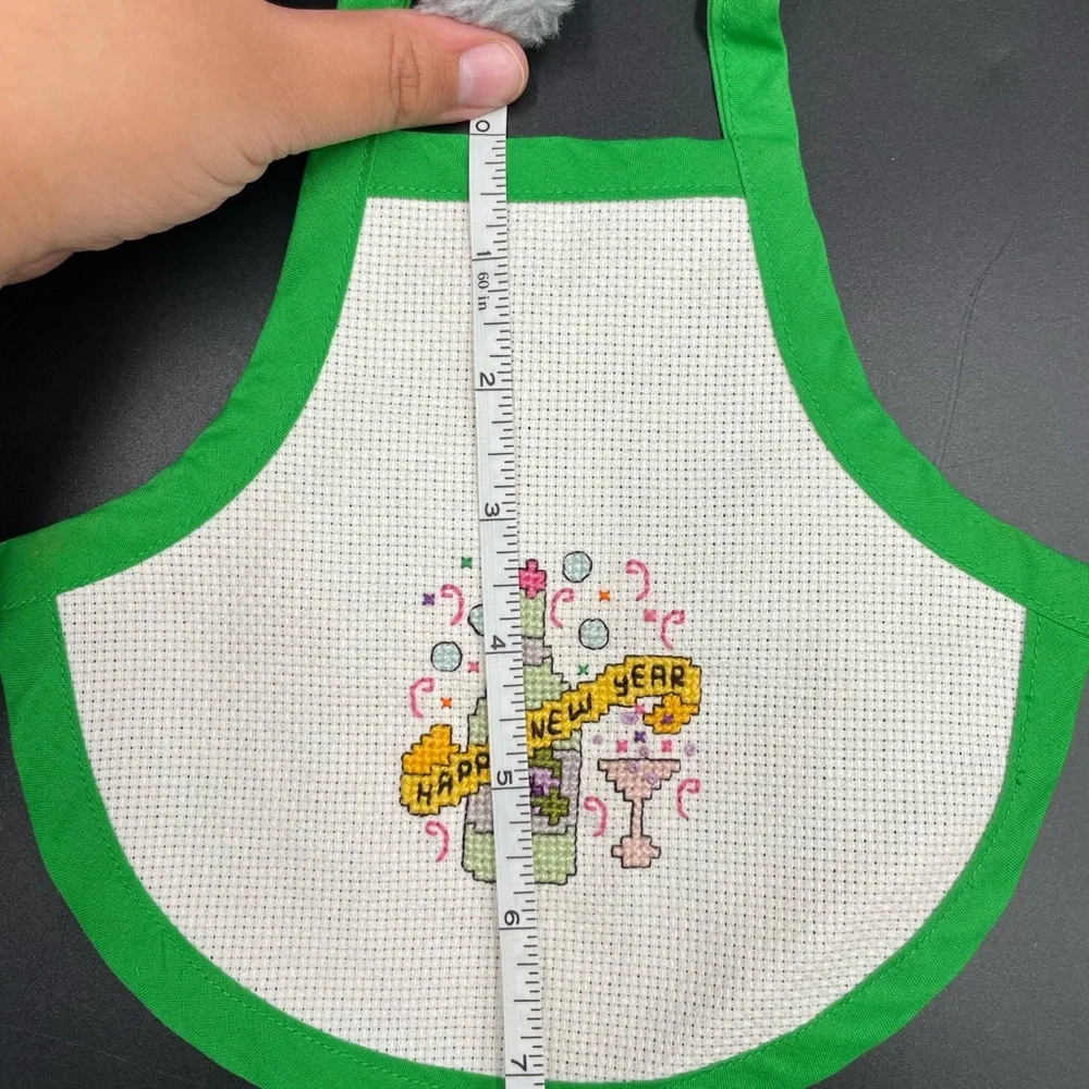 Handmade cross stitch happy new year ! Build a bear Apron